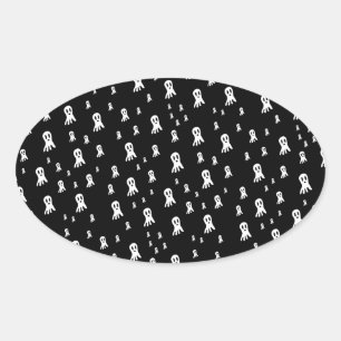 Spooky Gothic Ghost Illustration Oval Sticker
