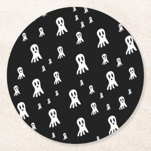 Spooky Gothic Ghost Illustration Round Paper Coaster
