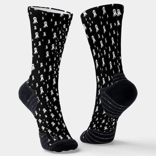 Spooky Gothic Ghost Illustration Socks (Angled)