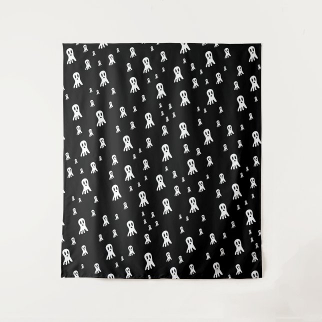 Spooky Gothic Ghost Illustration Tapestry (Front)