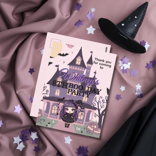 Spooky Gothic girl Purple Birthday Thank you Postcard (Spooky Gothic girl Purple Birthday Thank you Postcard)