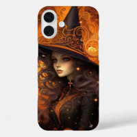 SPOOKY GOTHIC HALLOWEN ORANGE TAROT CARD WOMAN