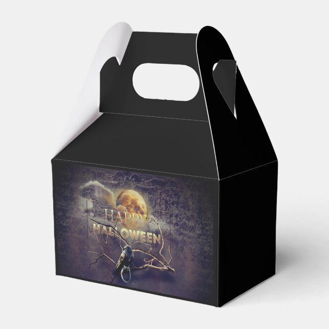 Spooky Gothic Raven In Full Moon Adult Halloween Favour Box (Front Side)