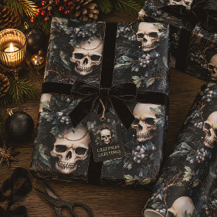 Spooky Gothic Skull Christmas Creepmas Wrapping Paper