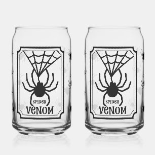 Spooky Gothic Spider Web Drinkware  Can Glass