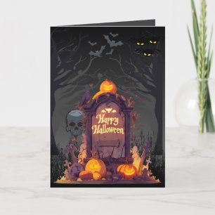 Spooky Graveyard Halloween Greeting Card