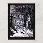 Spooky Graveyard Scene Halloween Card<br><div class="desc">A black and white artwork of a cemetery at night makes for a spooky Halloween card. You can customise this card to create Halloween party invitations, Halloween birthday cards, or just scary Halloween greeting cards! Suitable for bulk purchase, too, with discounts for bulk buying so you can scare all your...</div>