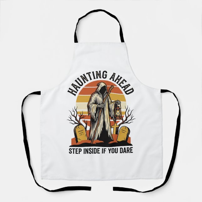 Spooky Graveyard Shirt with Haunted Sunset Reaper  Apron (Front)