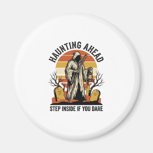 Spooky Graveyard Shirt with Haunted Sunset Reaper  Magnet