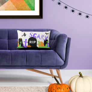 Spooky Graveyard Throw Pillow