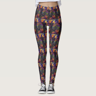 Spooky Great Dane Dog Halloween Witch Pumpkin Leggings