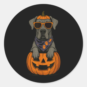 Spooky Great Dane Pumpkin Halloween Dog Lover Classic Round Sticker