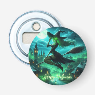 Spooky green aura Halloween witch Bottle Opener