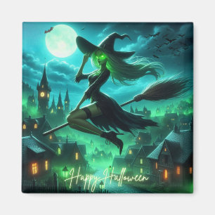 Spooky green aura Halloween witch Magnet