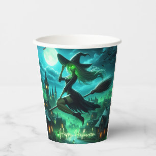 Spooky green aura Halloween witch Paper Cups