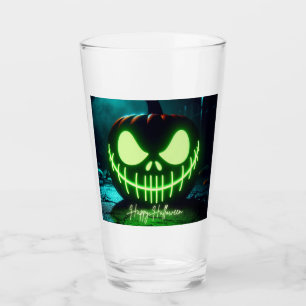 Spooky green glowing Halloween pumpkin Glass