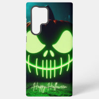 Spooky green glowing Halloween pumpkin