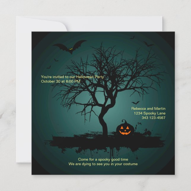Spooky Green Grunge Halloween Party Invitation (Front)
