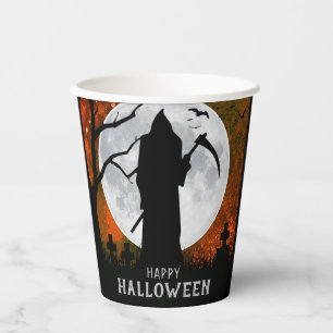 Spooky Grim Reaper Graveyard Halloween Party Paper Cups