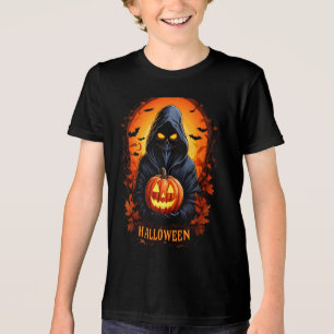Spooky Grim Reaper Pumpkin Halloween Art T-Shirt Tri-Blend Shirt