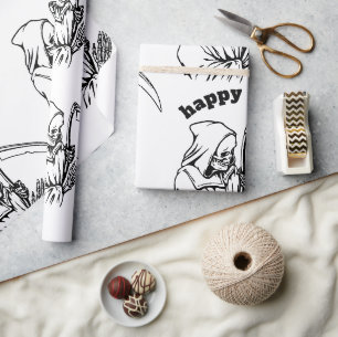 Spooky Grim Reaper Skeleton Halloween Scythe Wrapping Paper