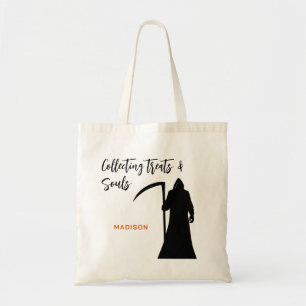 Spooky Grim Reaper Treat Or Souls Halloween Tote Bag