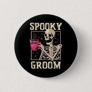 Spooky Groom Skeleton Halloween Wedding Bachelor P 6 Cm Round Badge