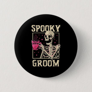 Spooky Groom Skeleton Halloween Wedding Bachelor P 6 Cm Round Badge
