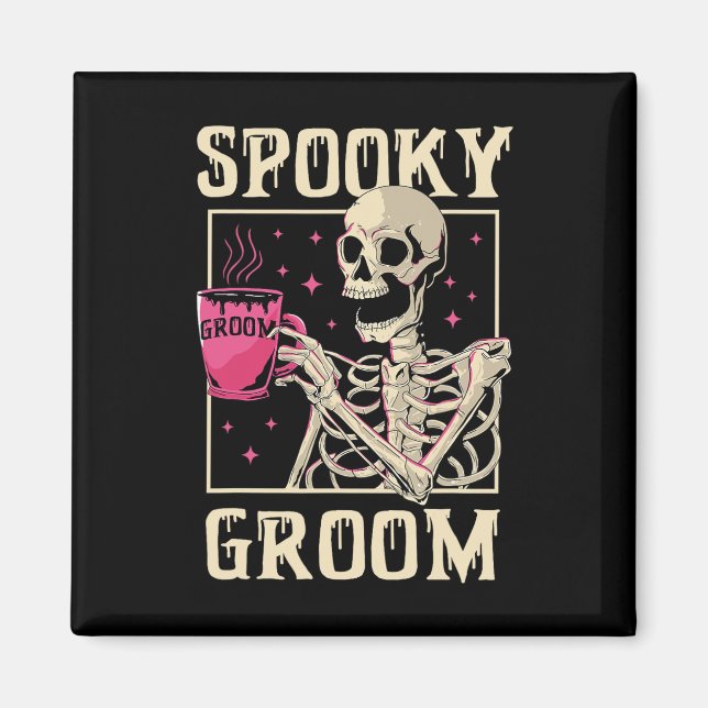 Spooky Groom Skeleton Halloween Wedding Bachelor P Magnet (Front)