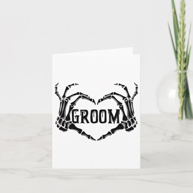 Spooky Groom Skeleton Hands Engagement Wedding Hal Card (Front)