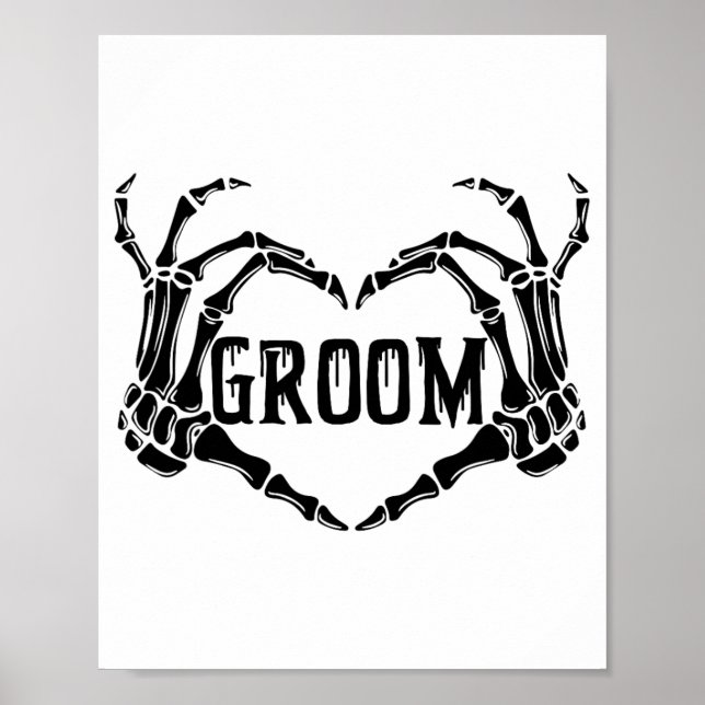 Spooky Groom Skeleton Hands Engagement Wedding Hal Poster (Front)