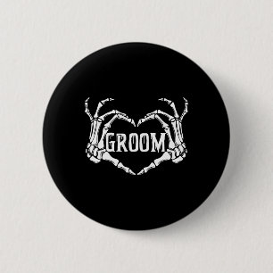 Spooky Groom Skeleton Hands Halloween Engagement W 6 Cm Round Badge