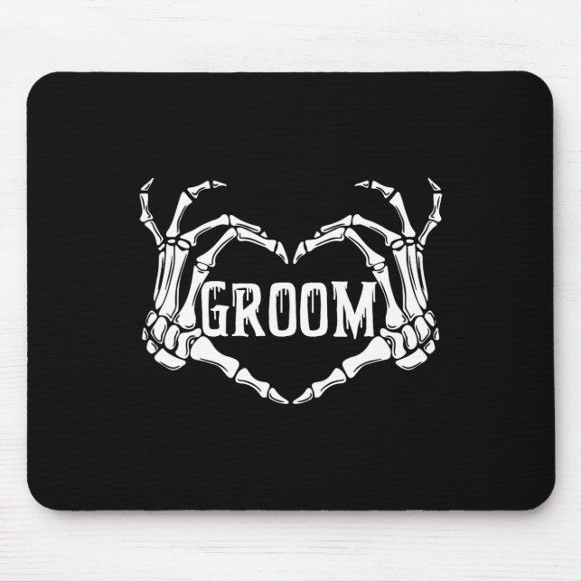 Spooky Groom Skeleton Hands Halloween Engagement W Mouse Pad (Front)