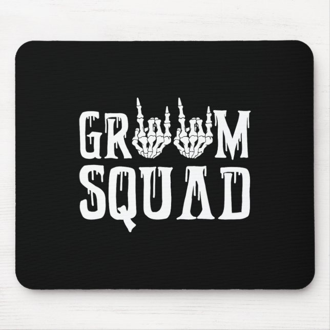 Spooky Groom Squad Gothic Wedding Halloween Bachel Mouse Pad (Front)