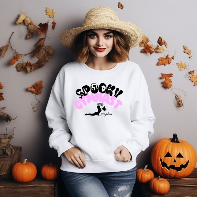Spooky Gymnast Personalised Name Halloween Gift Sweatshirt (Creator Uploaded)