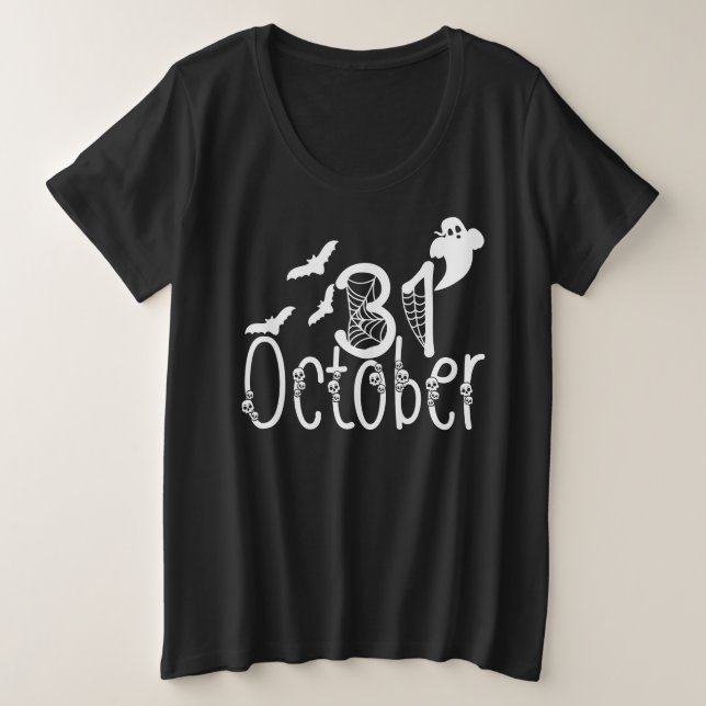 Spooky Halloween 31 October Plus Size T-Shirt (Design Front)