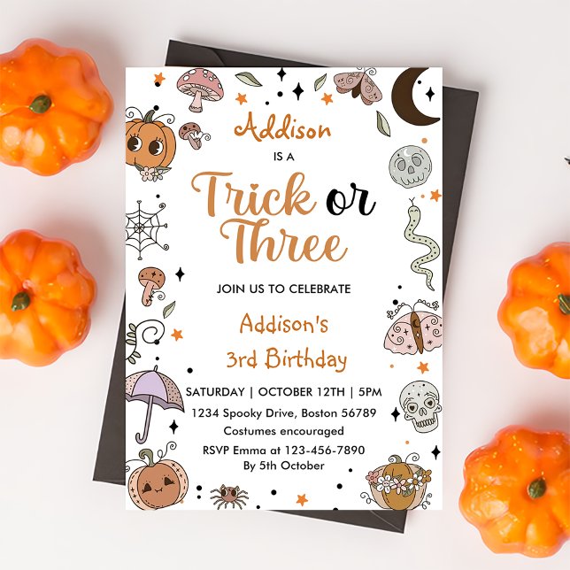 Spooky Halloween 3rd Birthday Party Invitation (Creator Uploaded)
