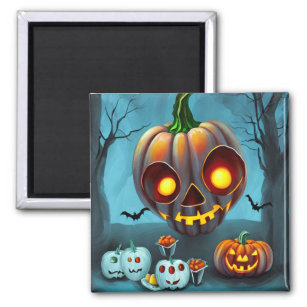 Spooky Halloween Art 2: Cute Pumpkin Monsters Magnet