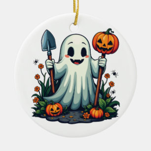 Spooky Halloween Autumn Gardening Ghost Pumpkin Ceramic Tree Decoration