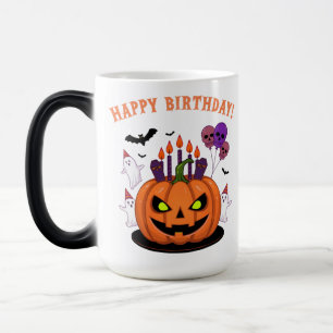 Spooky Halloween B-day Pumpkin Cake & Ghosts Magic Mug