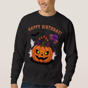 Spooky Halloween B-day Pumpkin Cake & Ghosts Sweatshirt