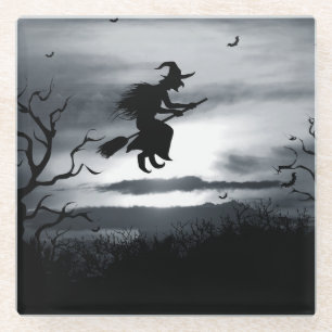 Spooky Halloween Background Vintage Design Glass Coaster