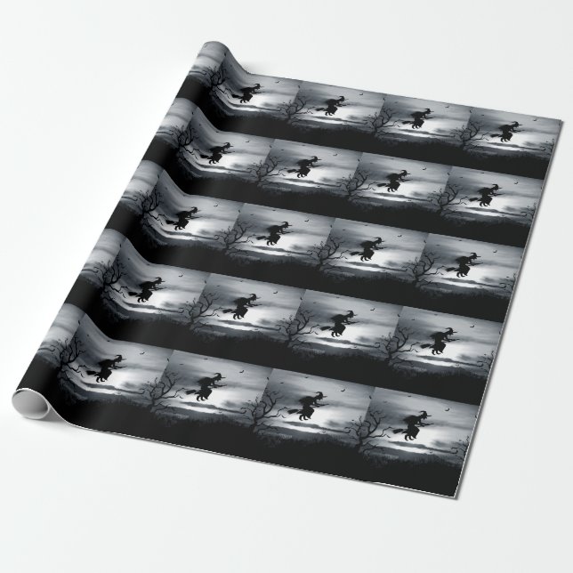 Spooky Halloween Background Vintage Design Wrapping Paper (Unrolled)