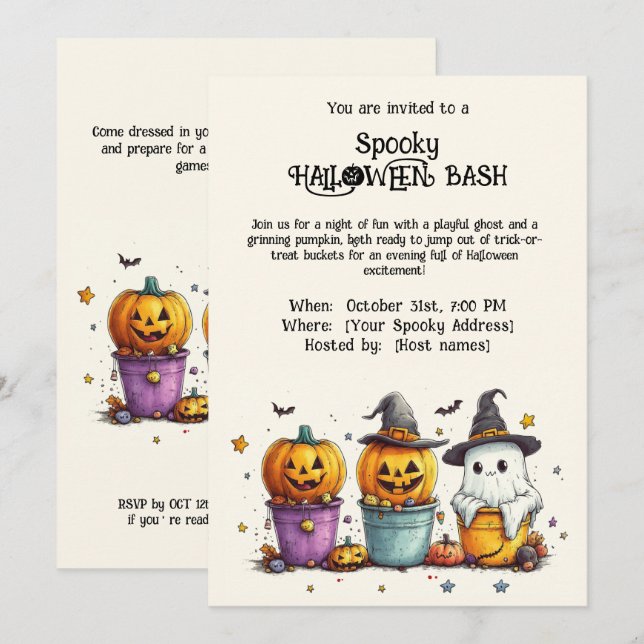  Spooky  HALLOWEEN BASH  Invitation (Front/Back)