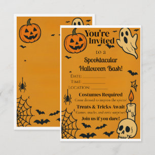 Spooky Halloween Bash Invite Ghosts & Games
