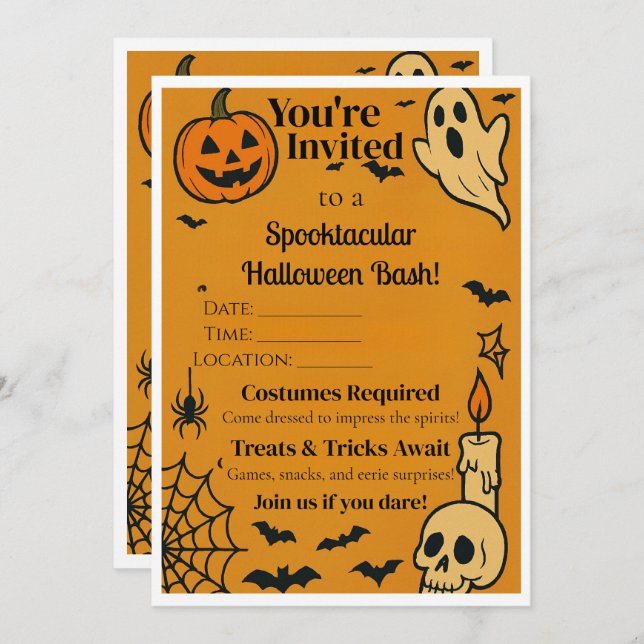 Spooky Halloween Bash Invite | Ghosts & Games (Front/Back)