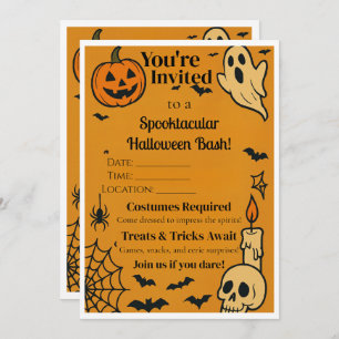 Spooky Halloween Bash Invite   Ghosts & Games