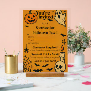 Spooky Halloween Bash Invite   Ghosts & Games Acrylic Sign