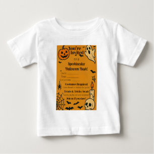 Spooky Halloween Bash Invite Ghosts & Games Baby T-Shirt