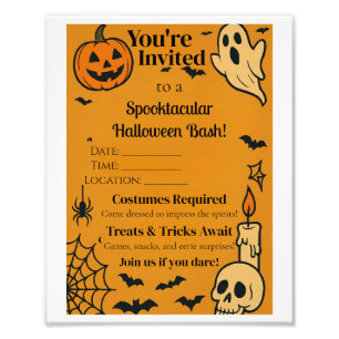 Spooky Halloween Bash Invite Ghosts & Games Photo Print